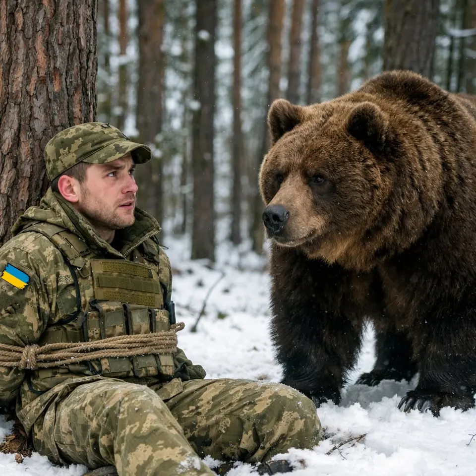 У лісі знайшли зв’язаного чоловіка, і поява ведмедя змінила все, що відбувалося