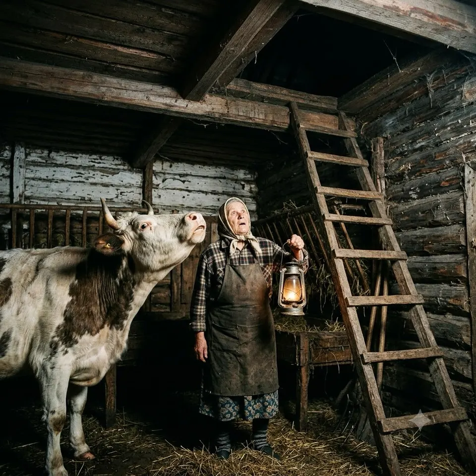 Корова раптом перестала давати молоко й щовечора тривожно мукала, дивлячись на горище