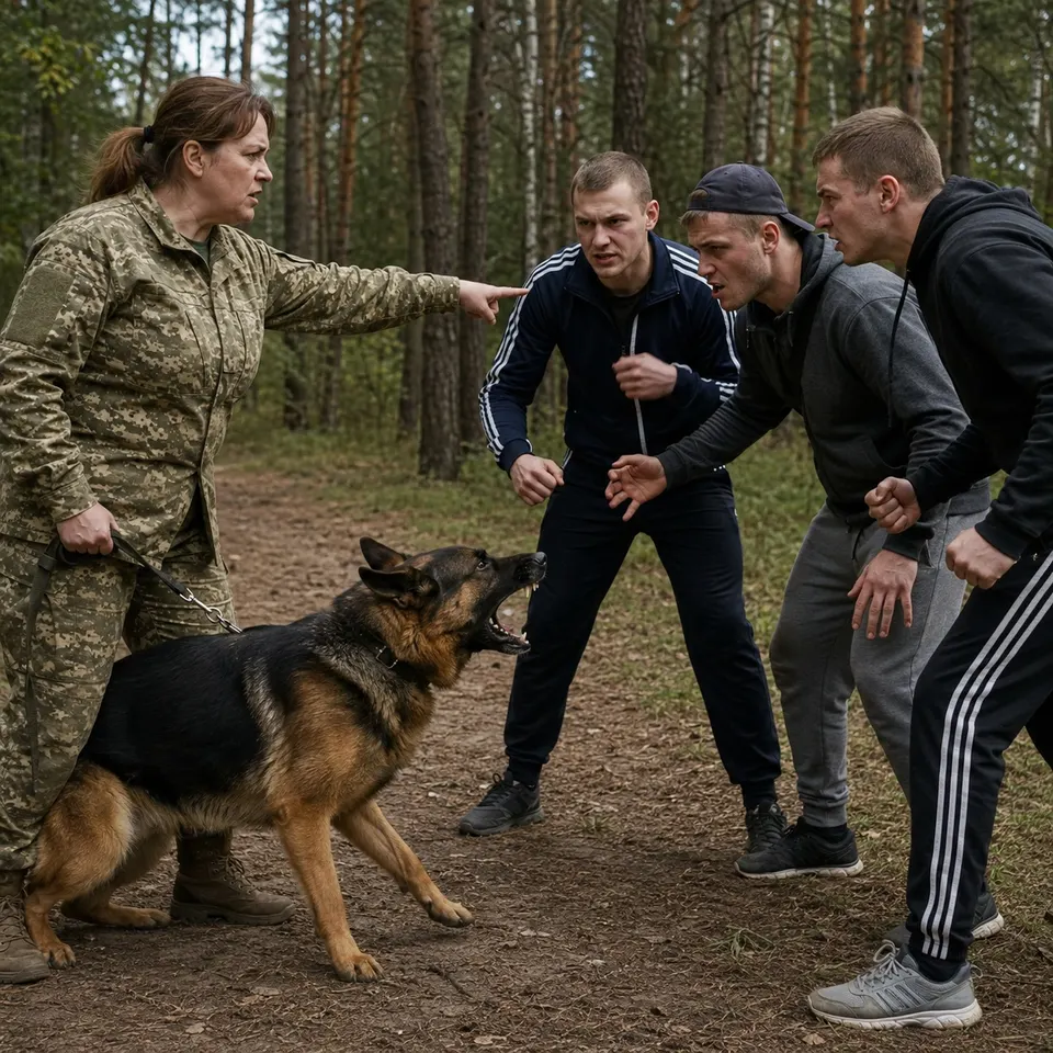 Она предупредила молодых людей не трогать её немецкую овчарку, но они решили не слушать....