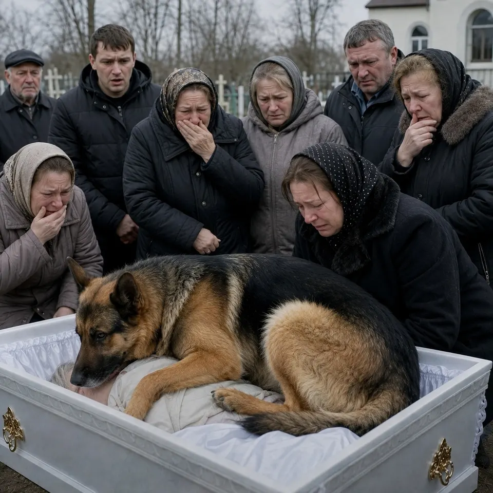 Німецька вівчарка не відходила від труни дівчинки, доки люди не помітили під нею дещо дивне